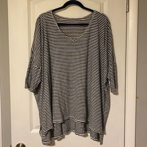 Eileen Fisher Woman 1X Striped Linen knit Top